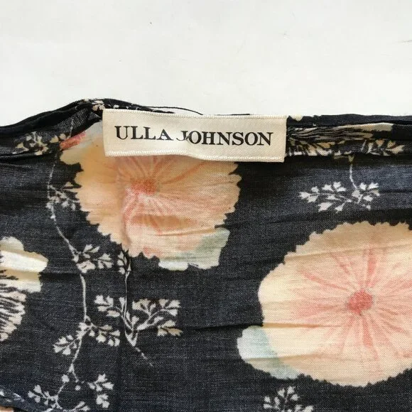 Ulla Johnson Paz Cover Up Sarong Skirt Womens OS Black Pink Floral Print Cotton - Picture 5 of 11